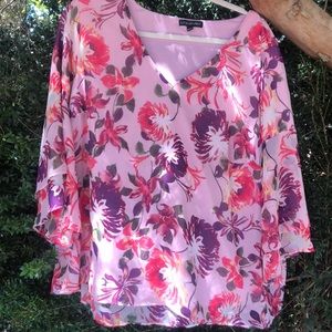 Pink floral blouse